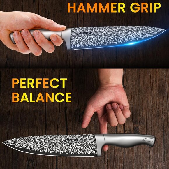 Astercook Chef Knife, Pro 8 Inch Kitchen Knife, German High Carbon Stainless Ste - Picture 7 of 8